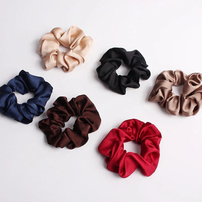 Satin Hair Scrunchies Women Scrunchie Pack Women Elastic Hair Bands Girls Headwear Solid Silky Donut Grip Loop Ponytail Holder