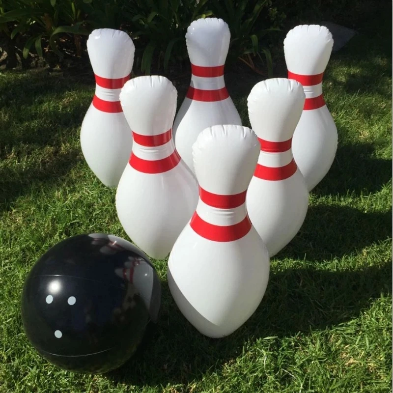 Juego de bolos inflables gigantes para niños, 6 bolos inflables grandes de 27 pulgadas, 1 bola