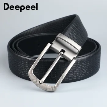 

Deepeel 1pc 3.5cm*115-125cm Luxury First Layer Cowhide Leather Belt Men's Pin Buckle Casual Jeans Pants Accessories Belt YB311