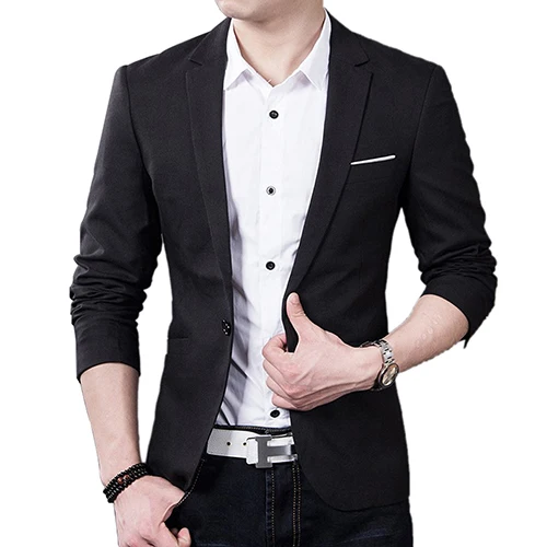 Men's Solid Color Step Collar Slim Blazer Formal Business Wear One Button Suit Highend Men Casual Business Suit costume homme