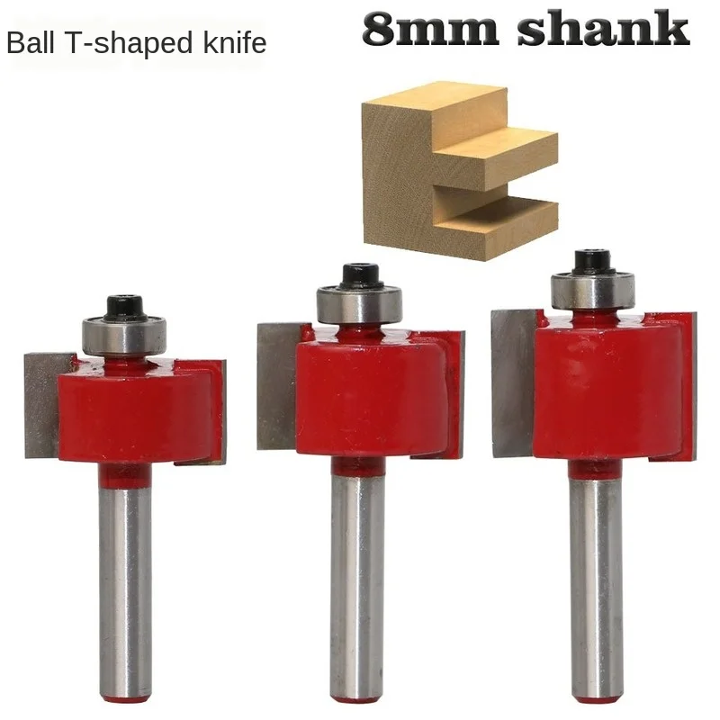1Pc 8mm Shank T type Bearings Wood Milling Cutter Industrial Grade