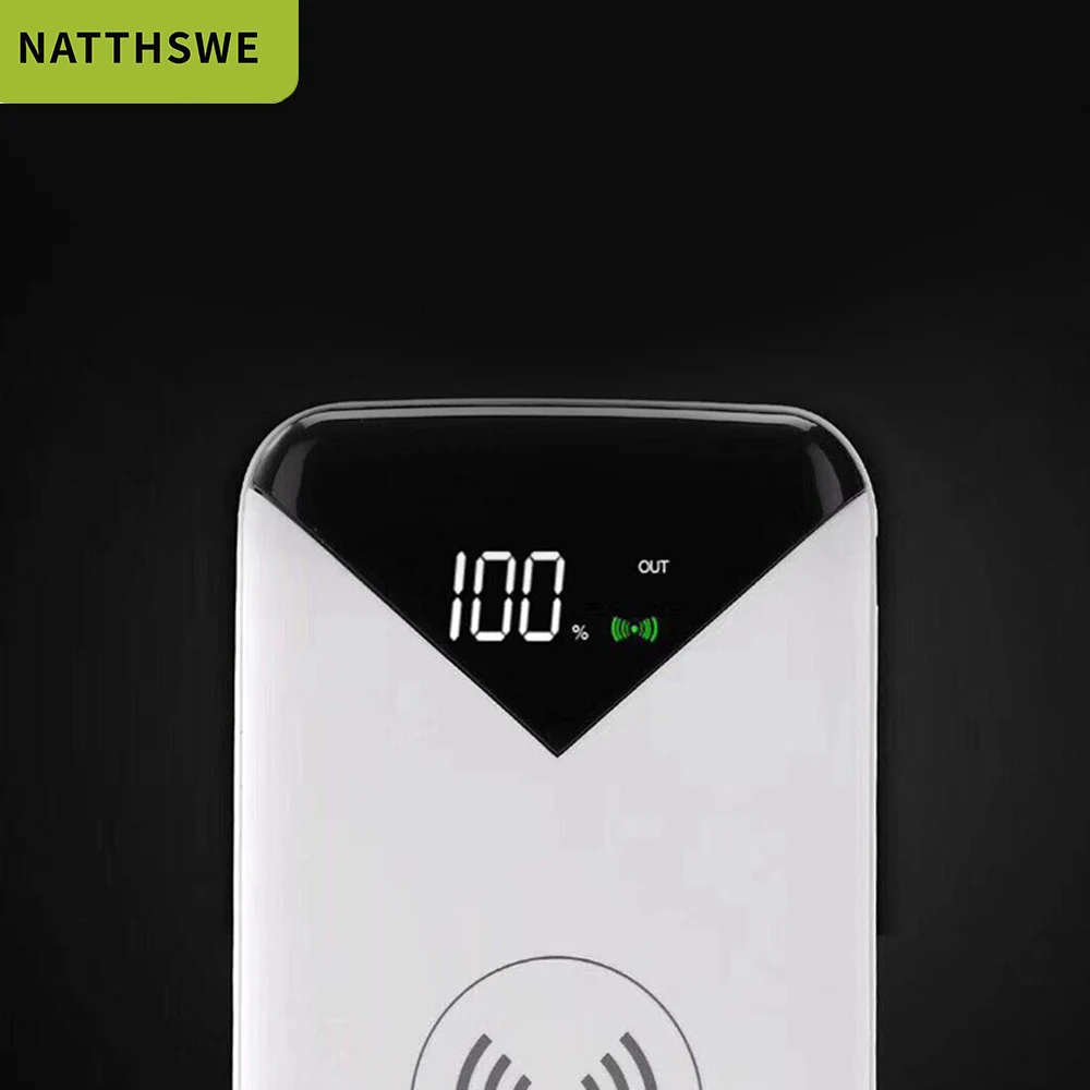 NATTHSWE 10000 мАч Qi Беспроводное зарядное устройство Внешний аккумулятор тонкий повербанк Внешняя батарея быстрая Беспроводная зарядка внешний аккумулятор для iphone