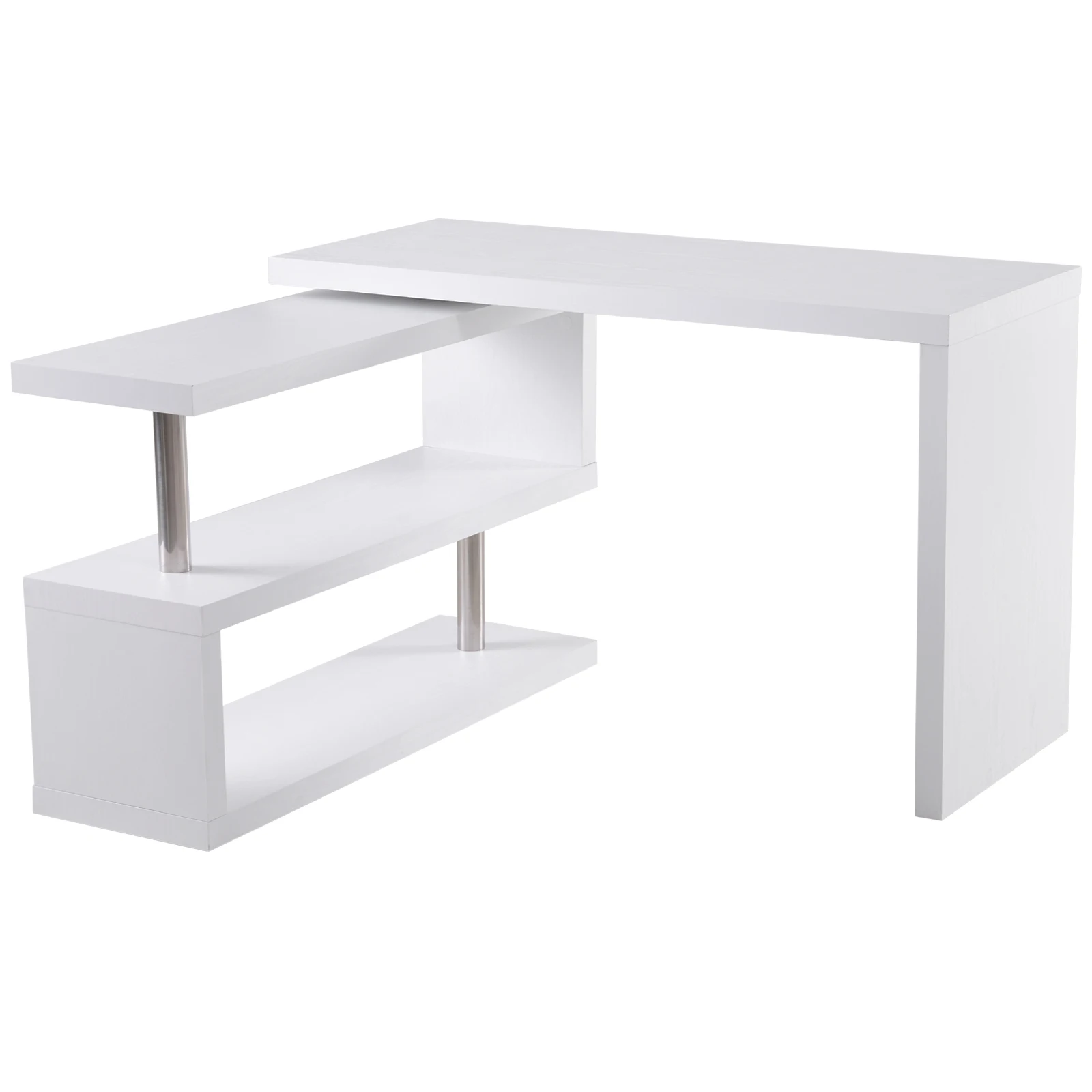 HOMCOM Mesa Ordenador PC para Oficina Hogar Escuela 187 5x50x76 1 см Mueble Escritorio Despacho Estanteria Blanco| |