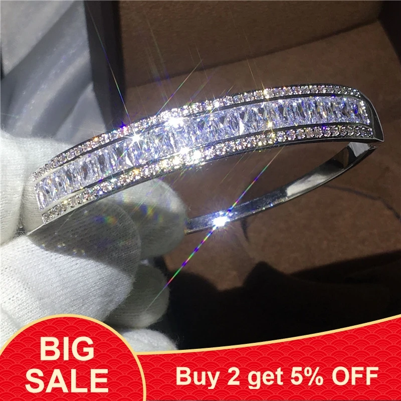 Модный браслет 5A с кубическим цирконием Т образный камень багет белое золото