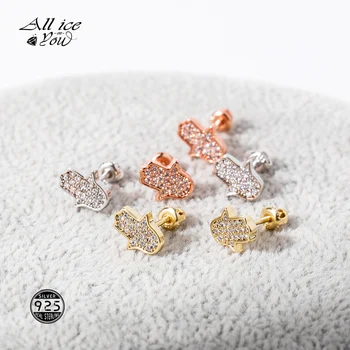 

ALLICEONYOU 925 Sterling Silver High Quality Iced Out Cubic Zirconia Delicate Women Earring Hip Hop Fashion Jewelry Elegant Gift