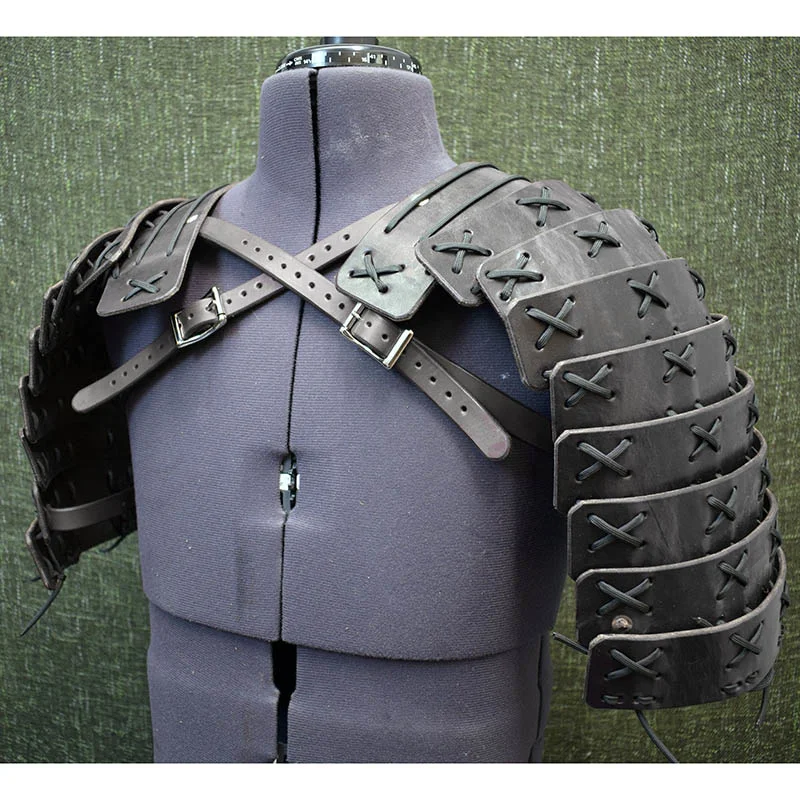 Steampunk Medieval Samurai Shoulder Armor Leather Chest Harness Belt Viking Knight Tops Ninja Cosplay Costume Pauldrons For Men |