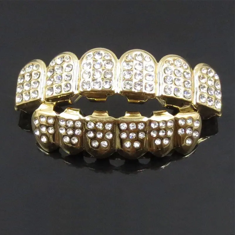 Модный хип хоп Золото Серебро Iced Out CZ зубы Grillz Топ низ для мужчин женщин ювелирные изделия