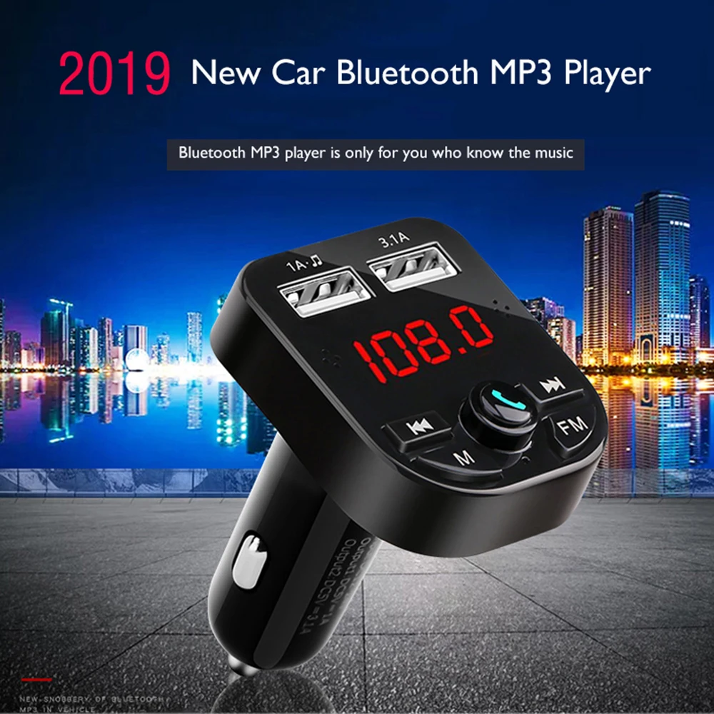 Автомобильный FM модулятор с Bluetooth 3 1 А два USB порта автомобильное зарядное