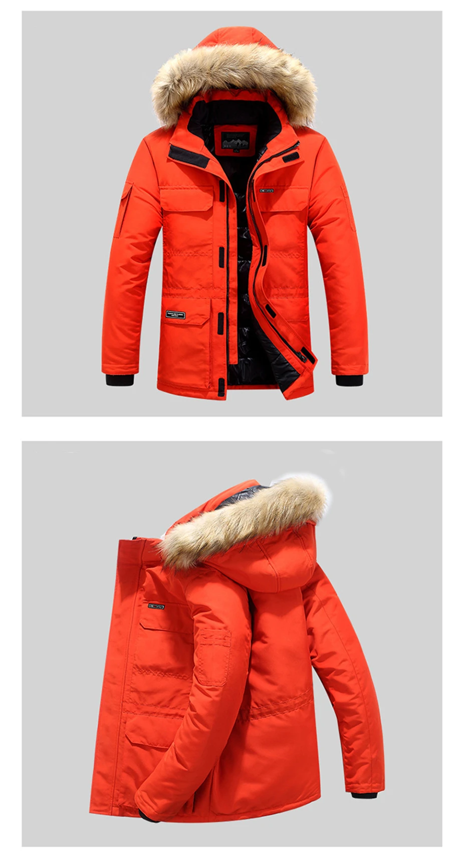 Зимнее пальто ветровка мужская меховая утепленная парка с капюшоном Куртка мужская уличная одежда в стиле хип-хоп жакеты в стиле милитари пуховик средней длины HX032