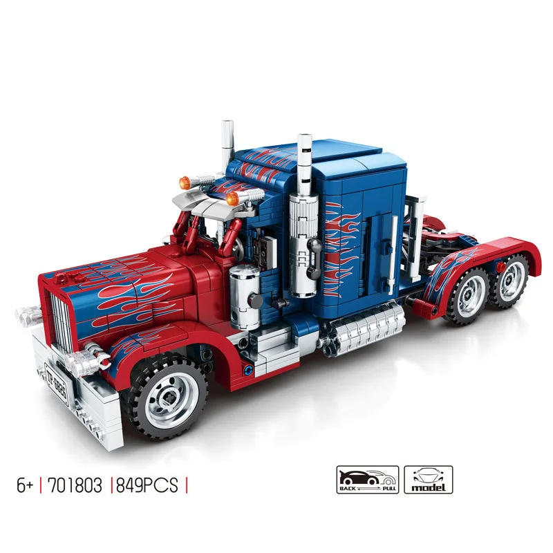 

technics robot war movie heavy Traction truck head Peterbilt 389 building block pull back vehicle toys for boys gifts