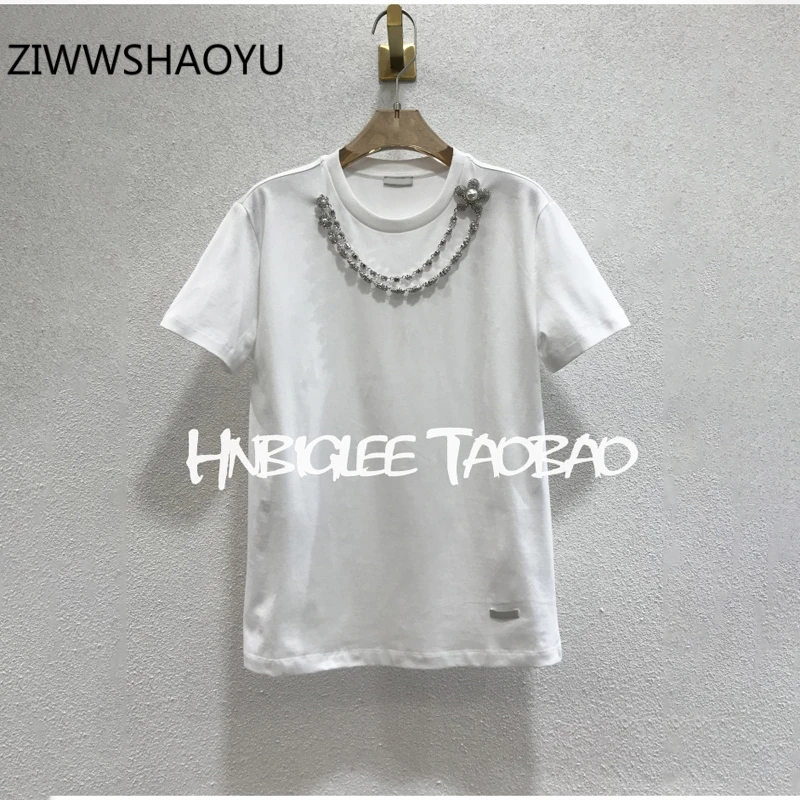 ZIWWSHAOYU Summer Female Fashion Casual White Tees