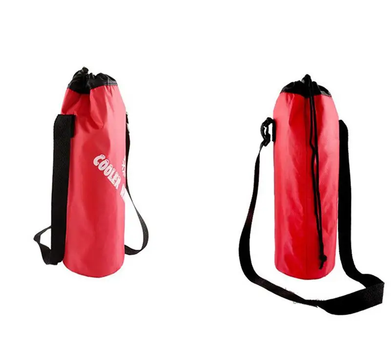 HiMISS Outdoor Universal Drawstring Water Bottle Pouch High Capacity Insulated Cooler Bag for Traveling Camping Hiking Cup - Цвет: red