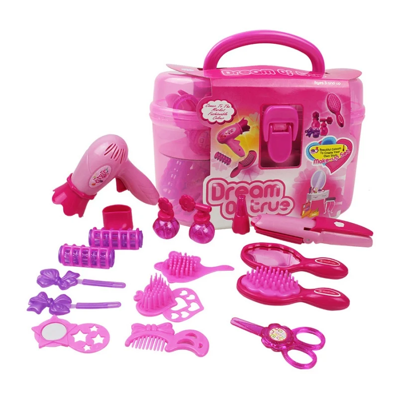 Toys for Girls Beauty Sets Plastic Material Fashion Kids Gift Princess Hair Dryer Mirror Perfume Lipstick Simulation Toys