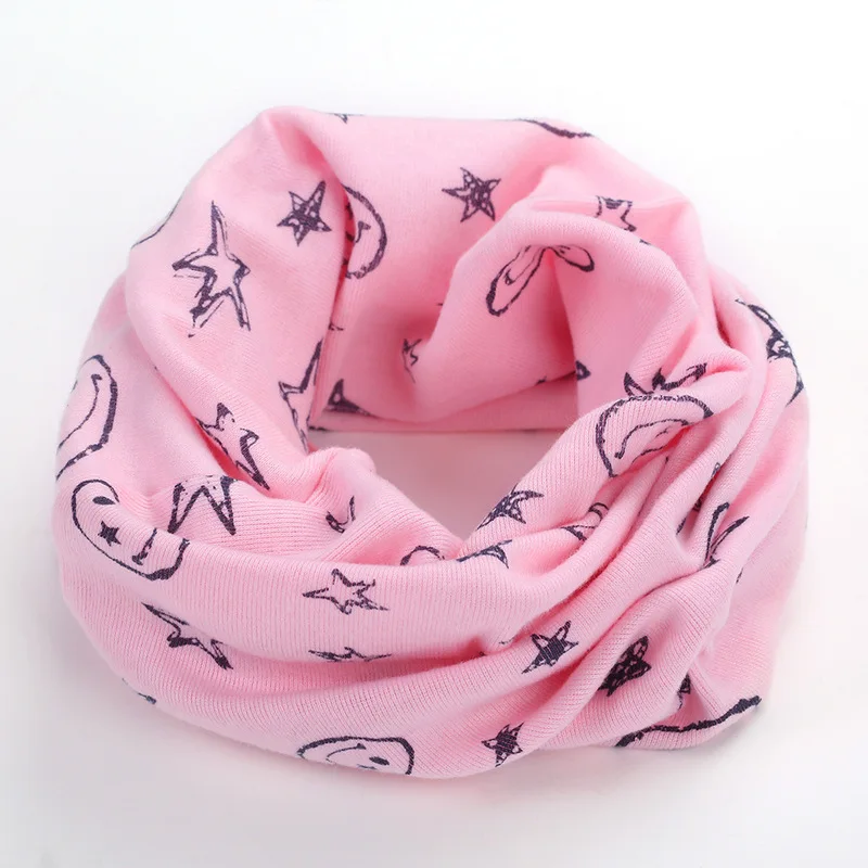 1 шт., разноцветный Детский Теплый хлопковый шарф со смайликом и счастливой звездой, шаль, осенне-зимний шарф с рисунком из мультфильма, шарфы для шеи