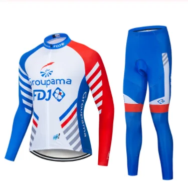 pro team groupama FDJ Велоспорт Джерси наборы с длинным рукавом Ropa Ciclismo быстросохнущая MTB велосипедная одежда 9D Гелевые наборы подушек