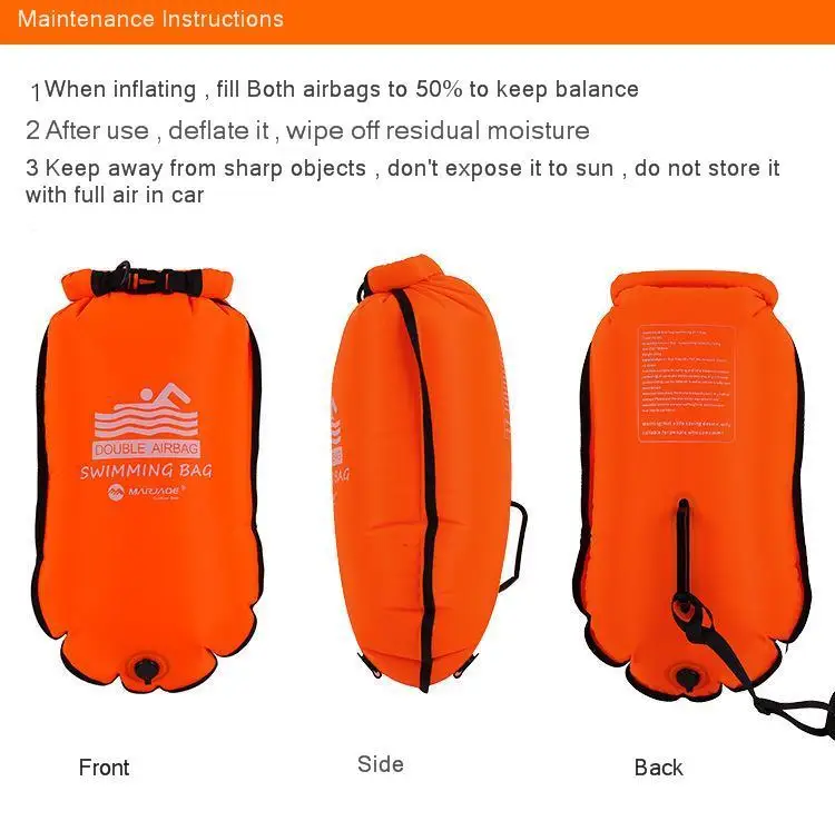 Двойная подушка безопасности надувной для плавания Buoy открытый спасательный жилет с поясным ремнем Каякинг хранения плавать ming Surf спасательный Дрифт мешок