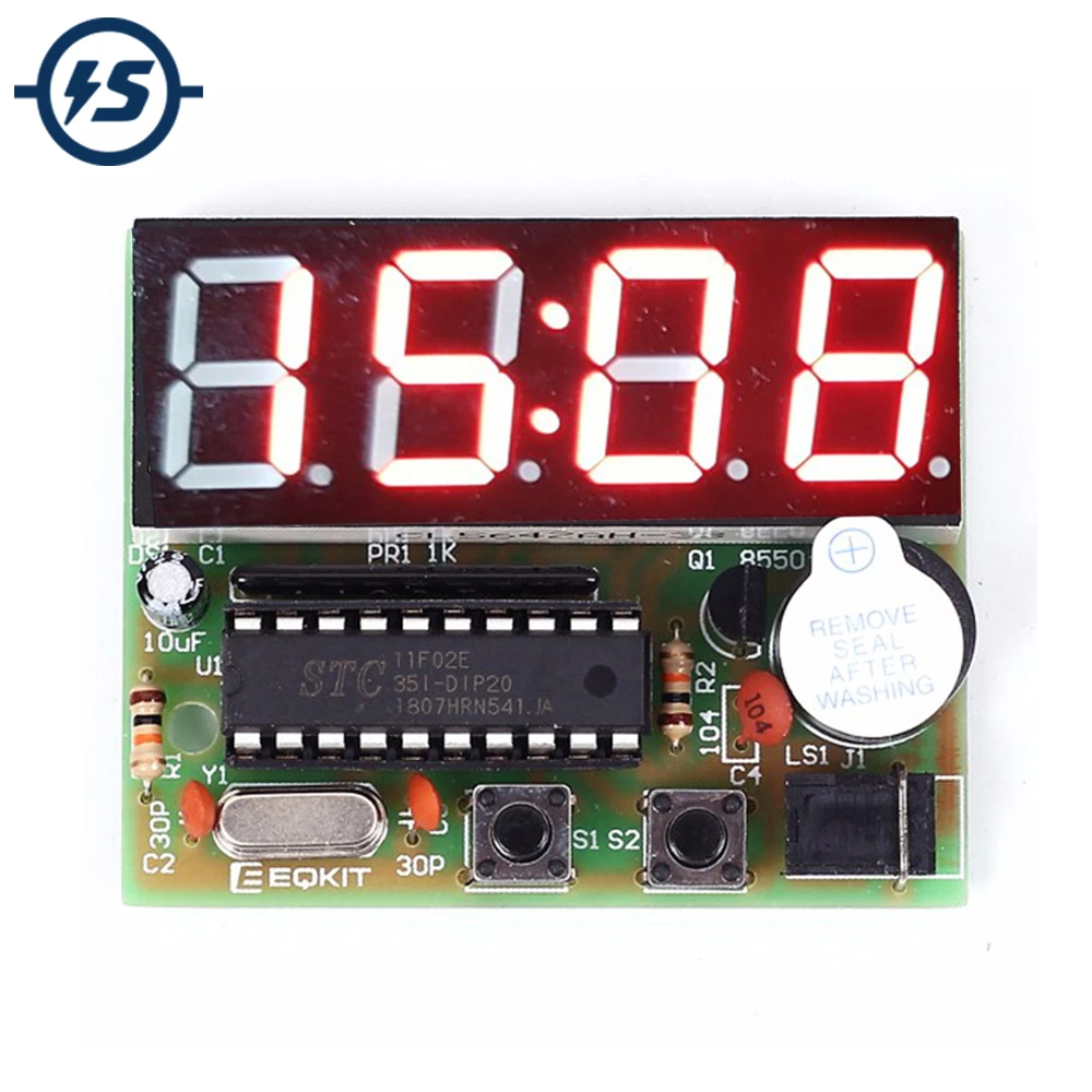 4 Bits Digital Clock Kits w/PCB for Soldering Learning Electronics Kit Red 