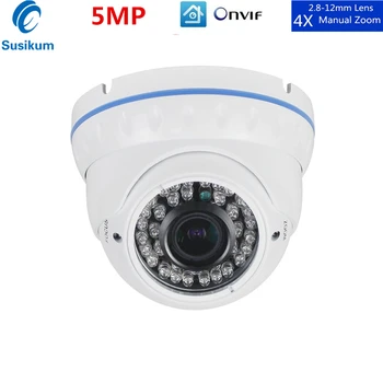 

H.265 IP Camera Security Indoor Metal Casing 2.8mm-12mm Manual Zoom Lens IR Night Vision Surveillance Dome Camera CCTV