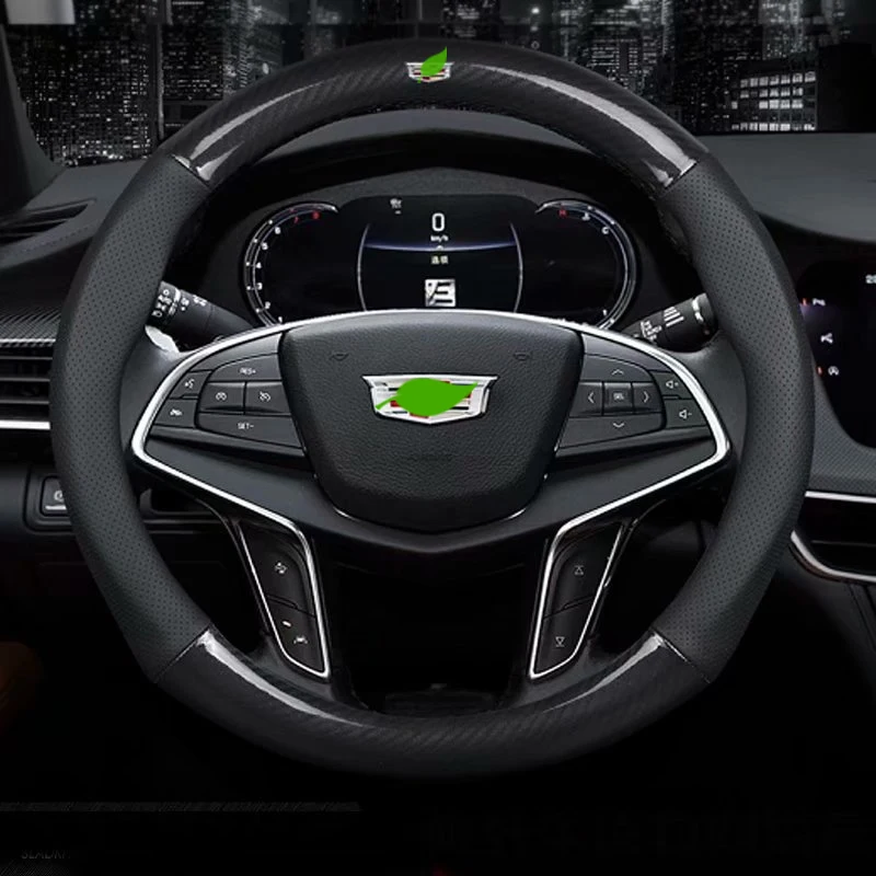 Leather Car Steeringwheels Cover 37 38cm 15in Nonslip For Cadillac Ats