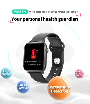 

MiGueR KW37 Pro Body Temperature Bracelet IP68 Waterproof 1.3 Inch Touch Heart Rate Monitor 160mAH Long Standby