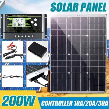 

200w Solar Panel Flexible With 10/20/30A 18V Controller Car Charger For RV Car Boat LCD Display Controller