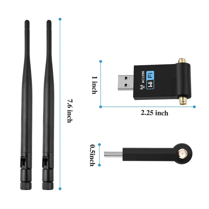 1200 Мбит/с Wifi приемник беспроводной USB WLAN адаптер двухдиапазонная антенна 2,4/5,8 ГГц для ПК FKU66