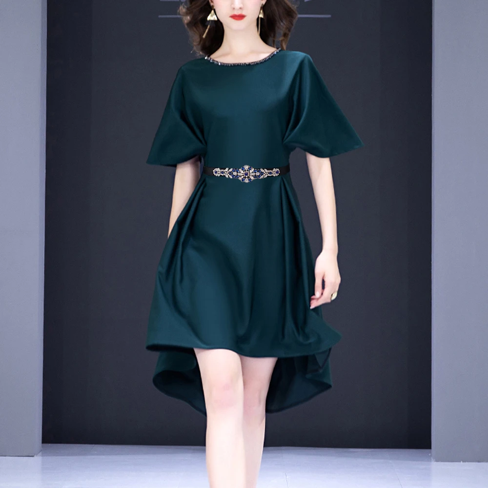 

TRiXY S424 Gorgeous Royal Blue Rhinestone Belt Black Elastic Waistbands Stretch Cummerbunds for Women Dress Elastic Wide Belts