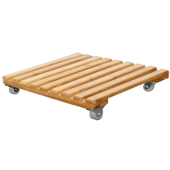

Plant Flower Pot Removable Tray With Roller Pulley Universal Wheel Wooden Bamboo Large Flower Pot Base Solid Wood