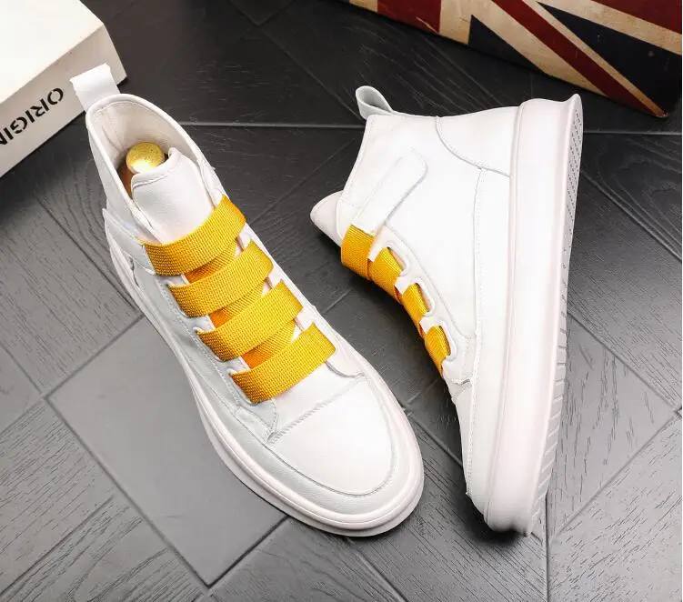 high tops Белые туфли на платформе в стиле хип-хоп; мужские модные трендовые панк-кроссовки с высоким берцем; повседневная обувь на плоской подошве; zapatillas hombre - Цвет: high tops
