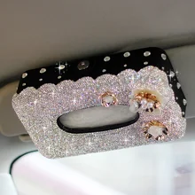 Красочный автомобиль коробка ткани украшение автомобиля горный хрусталь подвесная коробка из ткани солнцезащитный козырек коробка ткани