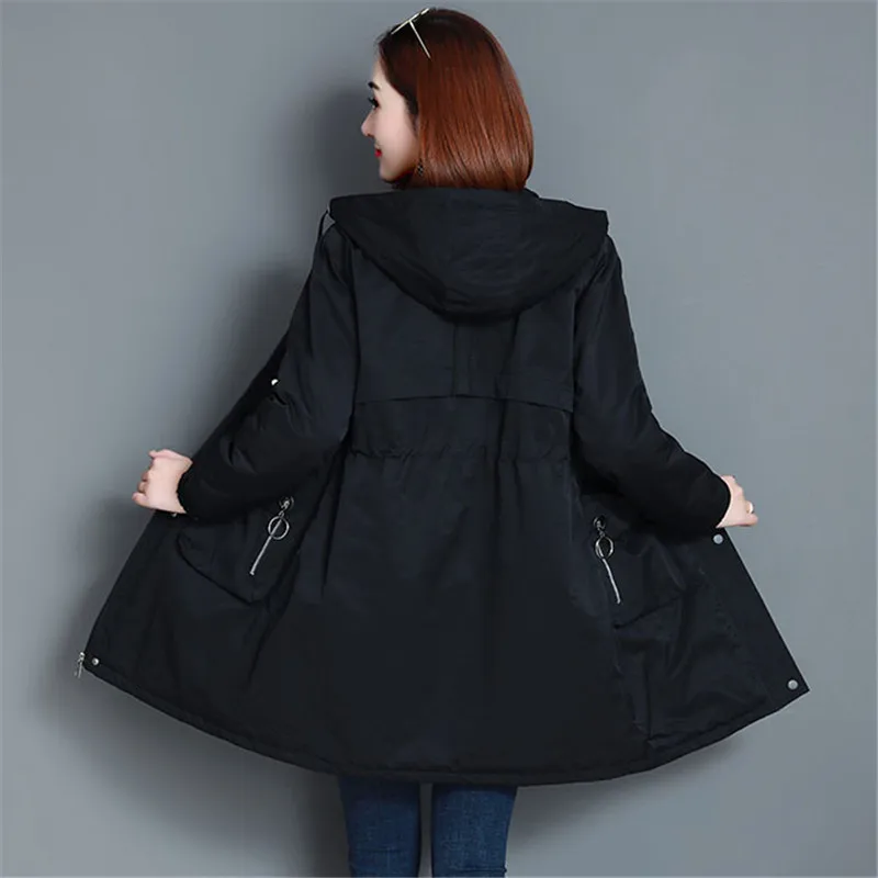 Autumn New Women's Jacket Long Section Korean Large Size Parkers Solid Color Loose down Cotton Jacket Ladies Coats YH531