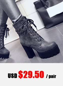 BONJOMARISA/ г. Весенне-зимние женские ботильоны черные ботинки на платформе и высоком каблуке 11 см размера плюс 33-50, женская обувь на шнуровке