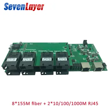 

Gigabit Ethernet Switch 8 155M Fiber Port 2 1000M RJ45 UTP Industrial Grade Single Mode Single Fiber SC Converter PCB board