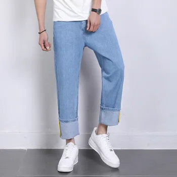 

Jeans Men 2019 Autumn New jeans Men's tide Brand Fashion Solid color Loose Comfortable Men's Denim trousers More Size 28-38 40