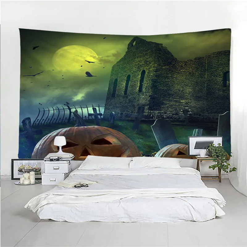 New Custom Tapestry Horror Halloween Decoration Sugar Skull Pumpkin Tapestry Waterproof Multi-function Blankets Carpet Yoga Mat