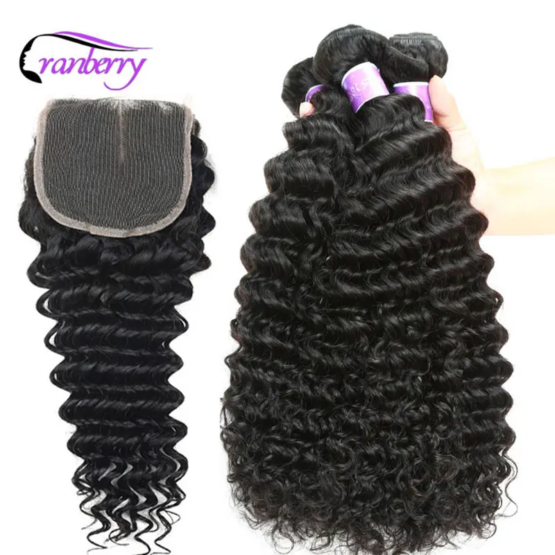 CRANBERRY Hair Deep Wave Human Hair Bundles With Closure 4 pcs/lot Brazilian Hair Weave Bundles With Closure Remy Hair Extension 3 CRANBERRY Hair Deep Wave Human Hair Bundles With Closure 4 pcs/lot Brazilian Hair Weave Bundles With Closure Remy Hair Extension 3