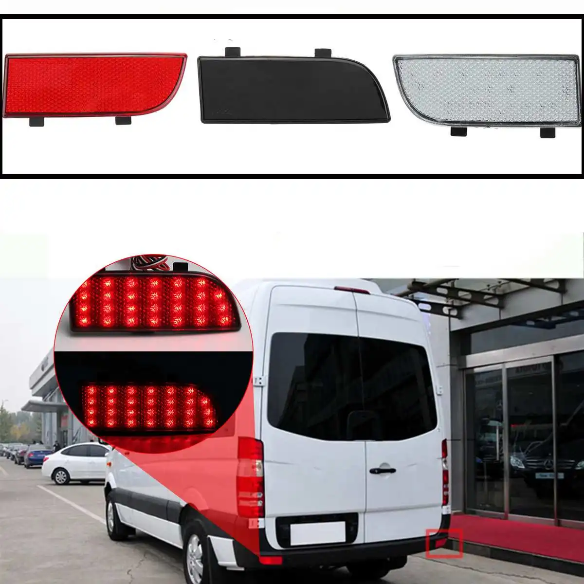 

Pair LED Rear Bumper Reflector Spotlight Fog Tail Brake Light Reversing lamp for Mercedes-Benz Sprinter Vito Viano W906 W639