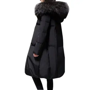 

Plus Size 6XL 115kg 2019 Winter Women Loose Thick Warm Jacket Female Faux Fur Collar Hooded Down Cotton Coat Parkas Outwear