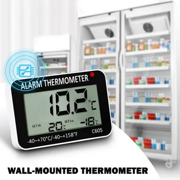 

Hanging Magnetic Digital Alarm Thermometer for Fridge Freezer with -10C-50C High & Low Temperature Alarm Clock With No Battery