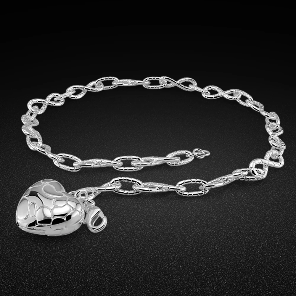 Женское классическое колье с кулоном в виде сердца из стерлингового серебра 925