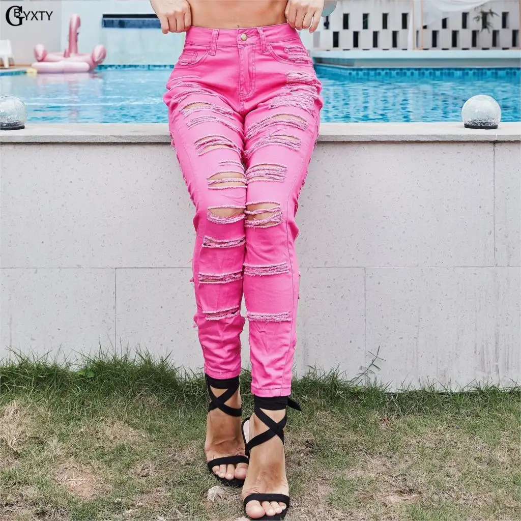 GBYXTY Streetwear Ripped Holes Neon 