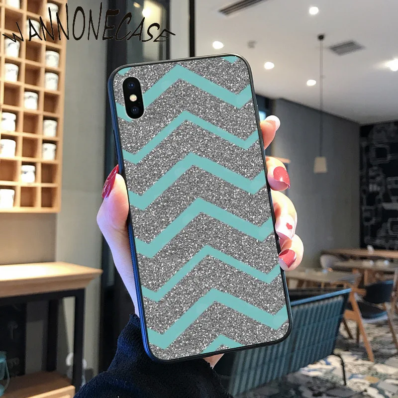 Hijau Perak Band Glitter Mewah Desain Unik PhoneCase untuk iPhone 8 7 6 6S Plus X XS MAX 5 5S SE XR 11 11pro Promax Ponsel