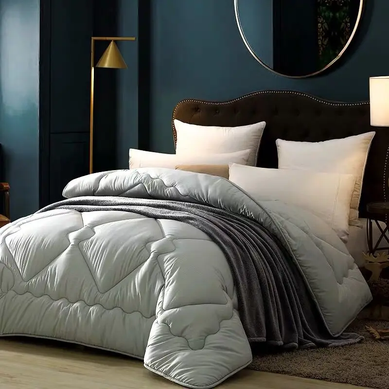 Австралийское шерстяное плотное теплое стеганое одеяло, мягкое зимнее двойное одеяло, весеннее и постельное белье осенних цветов, Кашемировое стеганое одеяло - Цвет: gray