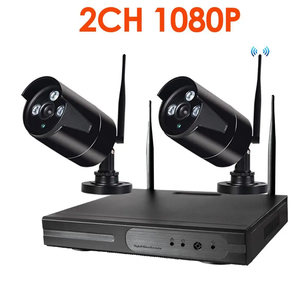 4CH1080P HD Aduio беспроводной NVR комплект P2P 1080P крытый открытый черный ик ночного видения безопасности 2.0MP AudioIP камера wifi CCTV система - Цвет: 2CH 1080P WIFI Audio