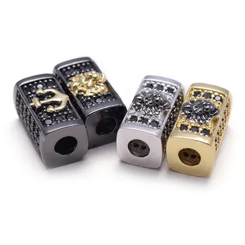 

New Jewelry Accessories Lion Ship Anchor Beads Accessories Micro-inlaid Large Hole Loose Beads Jewelry Accessories Wholesale