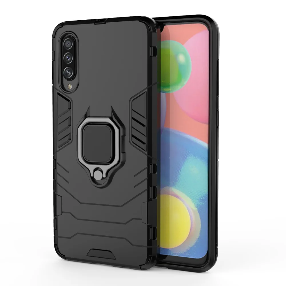 Tigenkey чехол для samsung Galaxy A70S, роскошная задняя крышка с кольцом, противоударный чехол-подставка для samsung Galaxy A70S, чехол - Цвет: black
