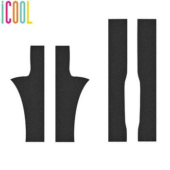 

4Pcs Car Inner Carbon Fiber Look Door Sill PU Leather Threshold Mouldings Trim Protective Stickers for Tesla Model 3 2017-2020