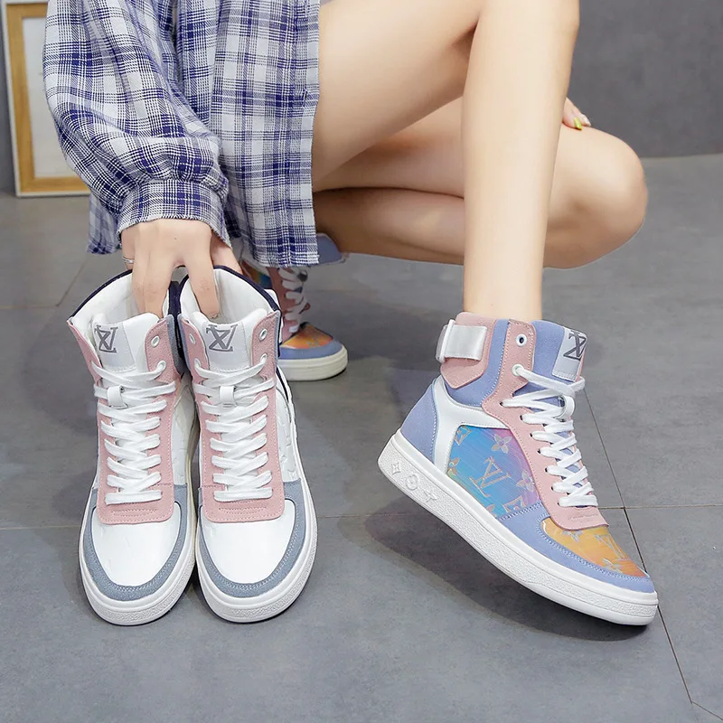 Sneakers Sports-Shoes High-Top Street Women Lace-Up for Hip-Hop Zapatos-De-Mujer