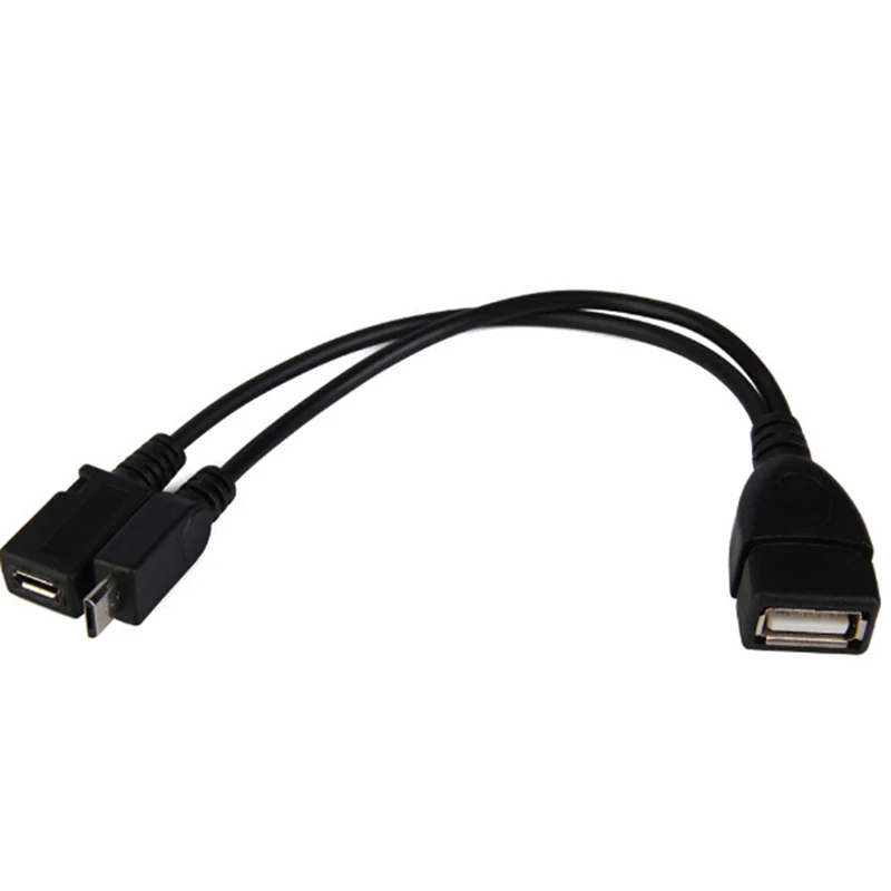 

2 In 1 OTG Micro USB Host Power Y Splitter USB Adapter to Micro 5 Pin Male Female Cable 20cm