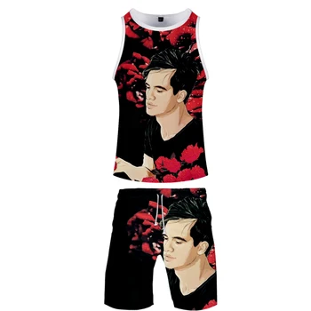 

2019 Panic! At The Disco two piece set tank top and shorts Harajuku men tank top streetwear basketball Sleeveless streetwear